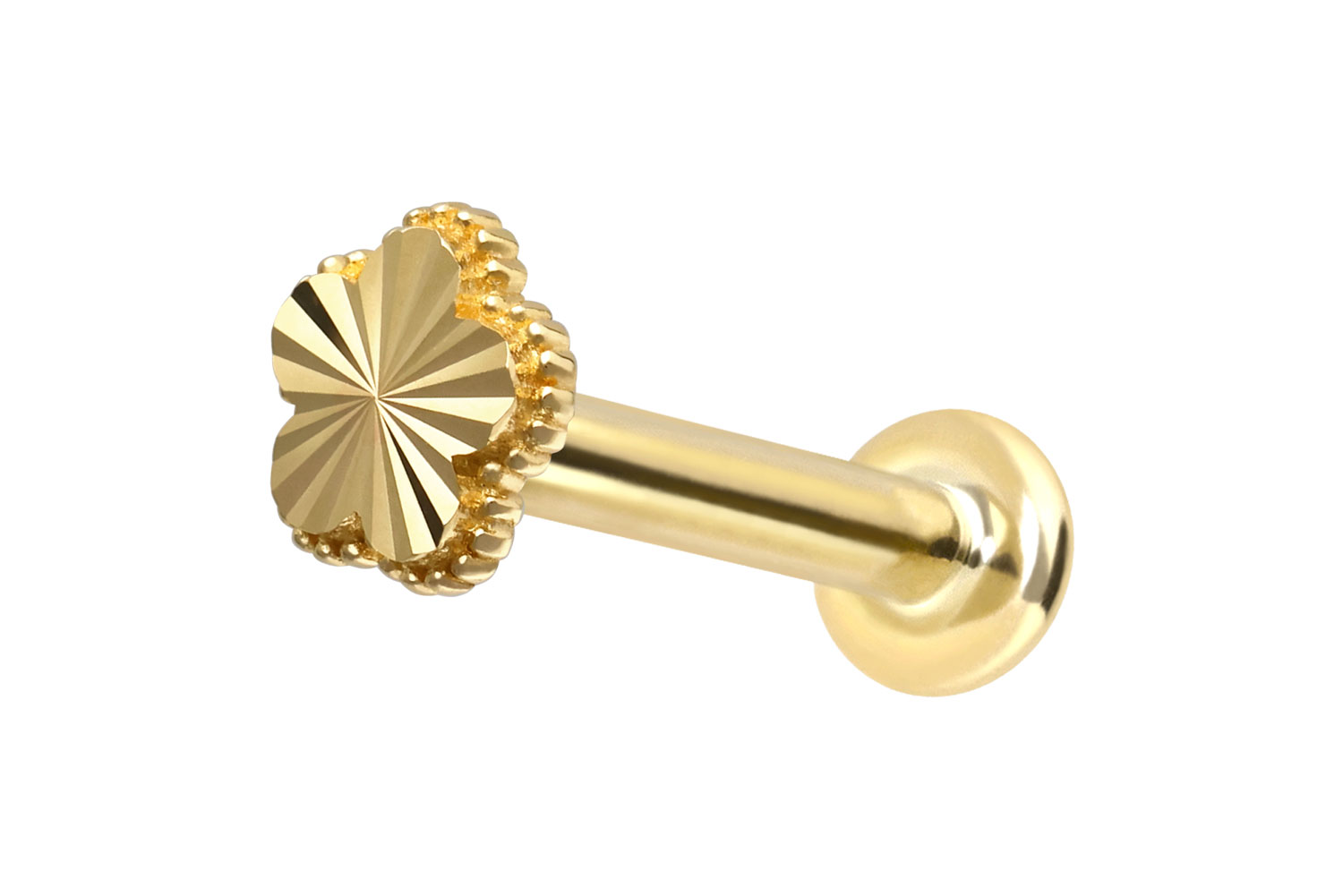 14 Karat Gold Labret Piercing mit Push Fit BLUME
